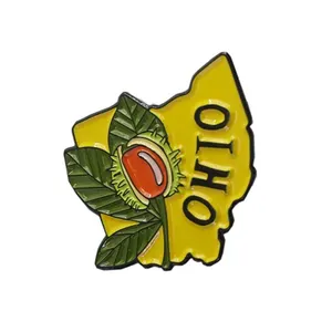 Эмалированная заколка для лацканов Ohio Buckeye State Edition State Shape of Ohio