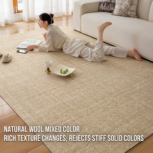 Alfombra de Lana de Color Sólido Estilo Wabi-Sabi, Tejida a Mano, Antideslizante, de Pelo Medio, para Dormitorio o Sala de Estar, de Alta Gama, para Áreas Grandes, Resistente a la Suciedad - Product Image 3