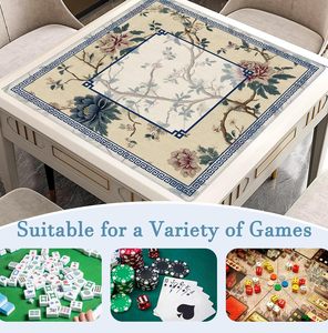 Tapis de Mahjong Floral Vintage 31,5x31,5 Antidérapant et Réducteur de Bruit pour Jeux de <span class=keywords><strong>Dominos</strong></span>, Poker, Cartes et Tuiles - Product Image 3