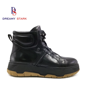 <b>Men</b> Genuine Leather <b>High</b> <b>Top</b> <b>Boots</b> Lace-Up Pigskin Lining Breathable Anti-Slip Rubber Sole Office & Career Wedding Autumn Shoes - Product Image 3