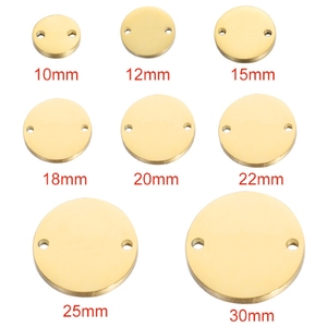 Breloques rondes personnalisées en plaqué or 18 carats <span class=keywords><strong>de</strong></span> 10 à 30 mm, deux trous, en acier inoxydable, pour la <span class=keywords><strong>fabrication</strong></span> <span class=keywords><strong>de</strong></span> bracelets et <span class=keywords><strong>de</strong></span> colliers - Product Image 1