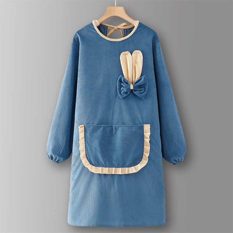 BlueLZ807Corduroy long sleeve rabbit ears pocket lace