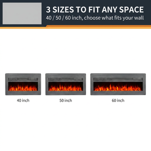 Cheminée électrique murale de 36, 42, 50, 60, <span class=keywords><strong>73</strong></span> pouces avec simulation de flamme LED, bouton tactile, télécommande, pour usage extérieur et hôtelier (version anglaise) - Product Image 2