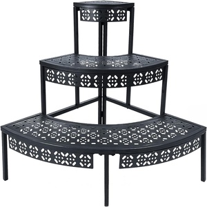 Oniya Black Indoor Outdoor Metall Treppe-Step <span class=keywords><strong>Style</strong></span> Ecke Metall Pflanzenst änder für Zimmer pflanzen 3 Tier Pflanzenst änder