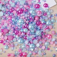 Perles en résine de tailles variées 3-10mm, semi-rondes, imitation perle plastique diamant 50G pour décorations d'ongles, accessoires de bijoux DIY