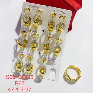 Xuping-pendientes de aro con zirconia cúbica para mujer, aretes, zirconia, circonita, zirconita, chapado en oro de 24 quilates, 24k