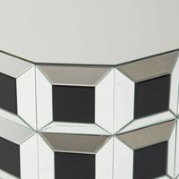 Table basse cocktail miroir à prisme rond unique de Montréal en argent