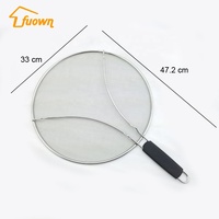 Écran anti-éclaboussures en acier inoxydable de 13 pouces pour poêle à frire, protection d'huile de cuisson, écologique, avec logo personnalisé, doré, vente en gros OEM, qualité supérieure