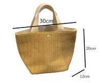 Sac de plage rétro d'été imperméable et portable en forme de baril avec broderie de lettres, perles, plumes et fleurs – Grande Vente
