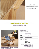 Lit surélevé réglable en bois pour chat, chaise en sisal pour chat d'intérieur, petit, moyen ou grand chat