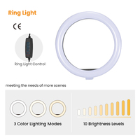MDS11-2 Support de sol pour selfie et diffusion en direct, ensemble 6 en 1 avec anneau lumineux LED circulaire de 10 pouces à intensité réglable pour l'enregistrement vidéo TikTok YouTube