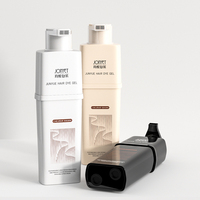 Flacon pompe carré plat 2-en-1 de 200 ml à double compartiment pour teinture capillaire et shampoing, soins de la peau, en plastique PET vide, avec logo personnalisé