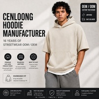 هودي رياضي قصير الأكمام للرجال من Cenloong، ملابس رياضية وملابس الشارع، هوديز مخصصة للجنسين ثقيلة الوزن بالجملة