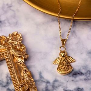 Pendentif breloque personnalisé en acier inoxydable, ange gardien priant, breloques bébé pour femmes - Product Image 2