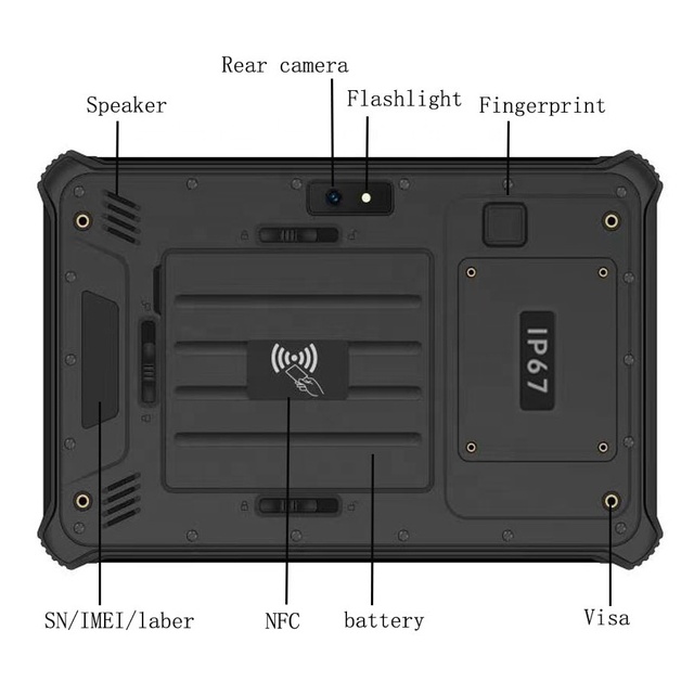 Industrial Mobile Rugged Tablet With 2D Barcode Scanner 8inch Display Android 12 4G UHF RFID Fingerprint