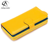Dompet Panjang Wanita Kulit Sapi Asli Andong, Tas Clutch Gaya Jepang, Tempat Kartu, Dompet Wanita
