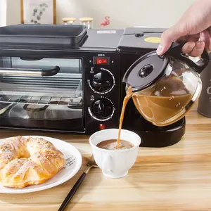 Penjualan Terlaris 3 In, 1 Mesin Sarapan Rumah Pembuat Kopi Oven Pemanggang Roti Pan Pemanggang/Pemanggang Roti