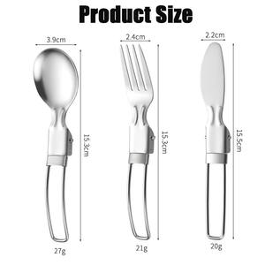 Support de réchaud de camping, trépied et tasse en acier inoxydable, support de réservoir, kit fourchette-cuillère pour le camping, la randonnée et les pique-niques en plein air - Product Image 6