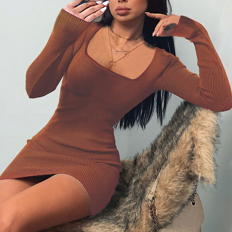 Party Dresses Women Sexy - Ribbed Plus Size Square Collar