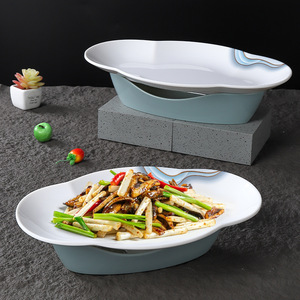 Oval Melamine Serving <b>Tray</b> <b>Large</b> Hotel Restaurant Platter Unbreakable Food Safe Dishware - Product Image 2
