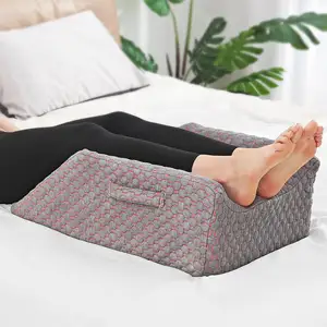 Funda extraíble lavable, almohada de elevación de pierna ajustable de 3 alturas con espuma viscoelástica para rodilla, lesión de tobillo, reposapiés