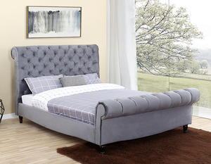 Willsoon sang trọng cao đầu giường xe trượt tuyết giường siêu Vua Kích thước nút màu đen chần khung gỗ hiện đại bọc đồ nội thất da - Product Image 4