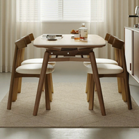 Table à manger ovale extensible et pliable en quartzite et bois massif de style vintage pour petits appartements