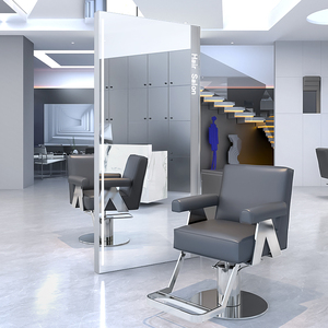 Nuovo Specchio da Terra Personalizzabile con Logo per Saloni di Parrucchieri, Postazione Specchio Singola e Bifacciale con Luci per Barbieri - Product Image 4