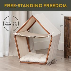 Eco-Friendly Modern Wooden <b>Portable</b> <b>Bed</b> for Dogs Off-the-Ground Removable Washable Breathable Customizable Small Carton - Product Image 4