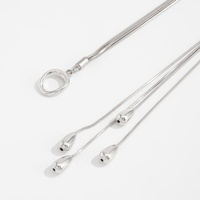 Collier Lariat Minimaliste Multicouche à Chaîne Serpent et Pendentif Goutte d'Eau pour Femme, Élégant, pour Soirée, Accessoire Bijou