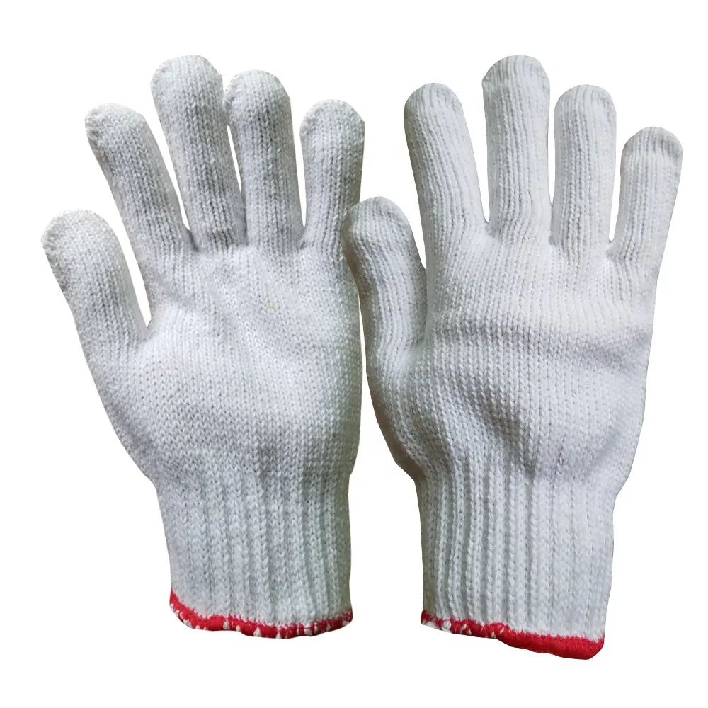 GM2001 sarung tangan rajut katun putih alami 10 pengukur sarung tangan kerja benang katun