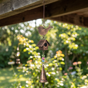 Campana de Viento con Forma de Casa de Pájaros en Dorado Antiguo - Product Image 2