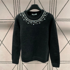 Suéter de Punto Personalizado de Alta Calidad para Mujer, Manga Larga, Cuello Redondo, Suéter de Moda con Cuentas y Botones, Cárdigan de Punto para Mujer - Product Image 3