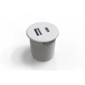 CE Approved Panel Mount Round USB Charger Dual USB AdapterCharging and Type C Fast USB Charger with Adapter