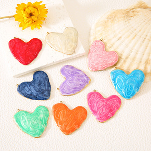 Colgante de Corazón de Acero Inoxidable Estilo Goteo de Aceite, Fornituras de Joyería para Accesorios de Collares y Pendientes DIY - Product Image 1