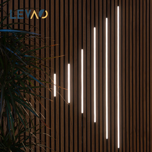 Panel Acústico Decorativo para Sala <span class=keywords><strong>de</strong></span> Conferencias con Luces LED, Listones <span class=keywords><strong>de</strong></span> Madera MDF Flexibles, Resistentes a la Humedad y Absorbentes <span class=keywords><strong>de</strong></span> Sonido - Product Image 1