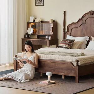 <span class=keywords><strong>Letto</strong></span> in Legno Massello di Noce Nero Stile <span class=keywords><strong>Francese</strong></span> 1,8M con Testiera Intagliata Retrò e Struttura Robusta per Camera da <span class=keywords><strong>Letto</strong></span> di Lusso - Product Image 2