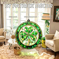 Cadeaux pour la Saint-Patrick pour femmes et hommes, attrape-soleil en verre avec trèfle irlandais, décoration suspendue pour la maison, décoration de fête