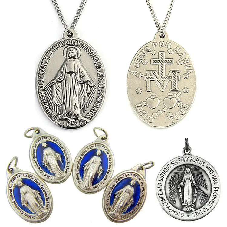 Medallas de metal de aleación de zinc personalizadas, accesorio religioso