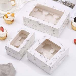 Boîte d'emballage transparente en carton pour cupcakes et muffins avec fenêtre, boîte à pâtisserie et biscuits motif flocon de neige pour l'emballage de produits de boulangerie - Product Image 6