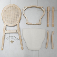 Chaise Louis moderne en bois massif avec dossier ovale en rotin français, rembourrée, pour restaurants, espaces extérieurs et salles privées