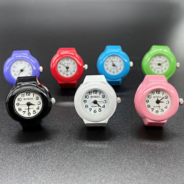 INS Ring Watch Small Finger Watch Ring Dial Quartz Elastic Watchband Simple Color Mini Ring Watches