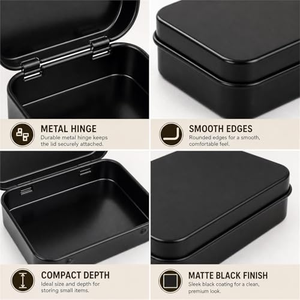 Caja de hojalata negra rectangular vacía personalizada, caja para cartas de póker, pequeña caja de hojalata para dulces y mentas - Product Image 3