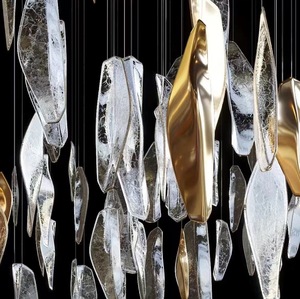 Lámpara de Araña LED con Diseño de Hoja de Cristal para Vestíbulo de Hotel, Lámparas Personalizadas de Fácil Instalación con 2 Años de Garantía para Salón de Banquetes de Villa - Product Image 2