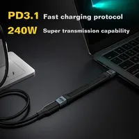 Thunderbolt 5 Type C USB4 2.0 Câble 80Gbps Transmission de données Charge rapide PD 240W Prend en charge la sortie vidéo 16K 60Hz Ordinateur HDTV