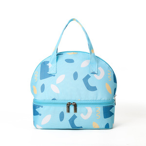 Sac à déjeuner isotherme Oxford à double compartiment, compartiment inférieur zippé, imperméable, écologique, poignée portable pour l'école - Product Image 6