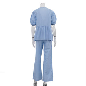 Camicetta Top e pantaloni <span class=keywords><strong>vestiti</strong></span> da <span class=keywords><strong>donna</strong></span> in <span class=keywords><strong>cotone</strong></span> 2025 2 pezzi Set <span class=keywords><strong>donna</strong></span> estate - Product Image 5