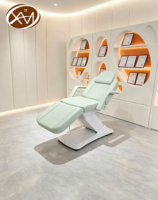 Fauteuil Esthétique Électrique Moderne en Cuir PU Vert Clair, Lit Facial Multi-Angles Réglable pour Clinique Médicale et Institut de Beauté