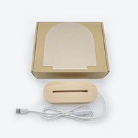 Bases en bois avec planches acryliques pour l'écriture Base de lumière LED chaude avec câble USB pour l'application de la chambre à coucher