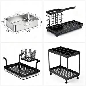 Meuble de rangement à deux niveaux pour coin mort de cuisine ou salle de bain, avec tiroir coulissant et panier de rangement sous l'évier - Product Image 4